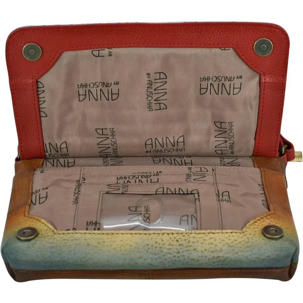 Leather Crossbody Bag Hand-Painted Vintage Style Womens Organizer